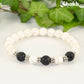 White Howlite and Black Lava Stone Bracelet for women.