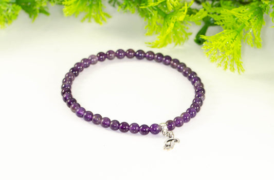 4mm Amethyst Bracelet with Initial