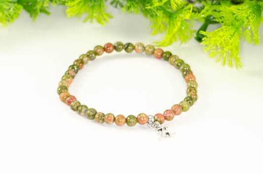 4mm Unakite Bracelet with Initial