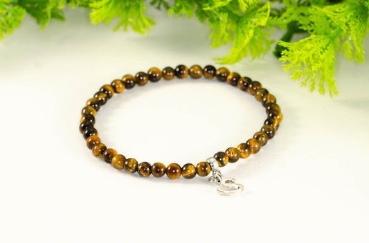 4mm Tiger's Eye Bracelet with Initial