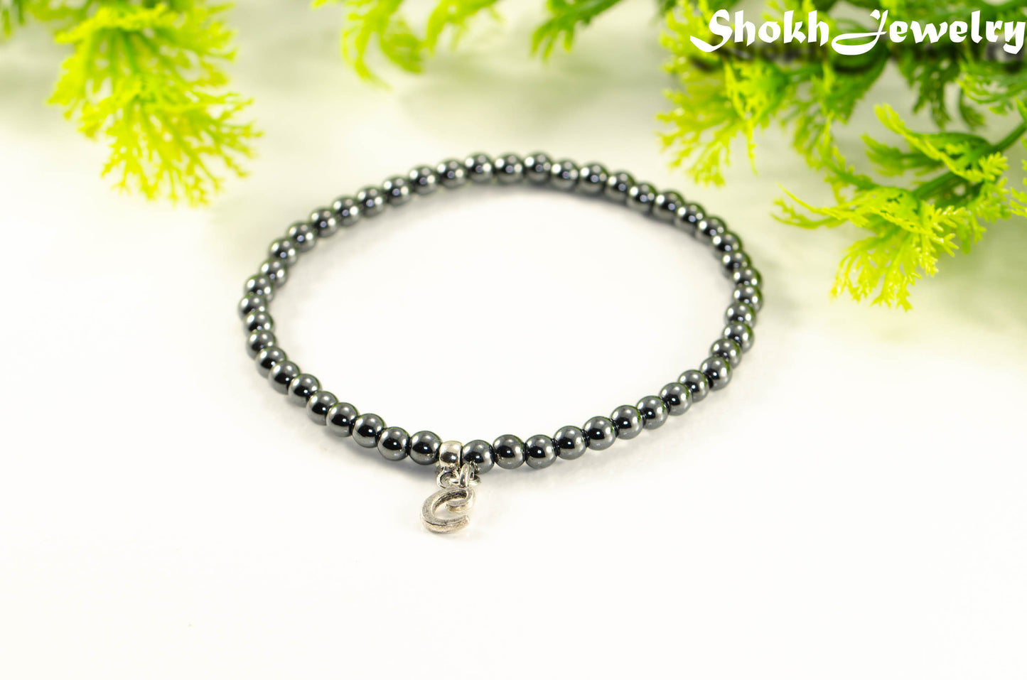 4mm Hematite Bracelet with Initial