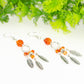 Statement Carnelian Crystal And Feather Earrings.