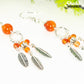 Statement Carnelian Crystal And Feather Earrings.