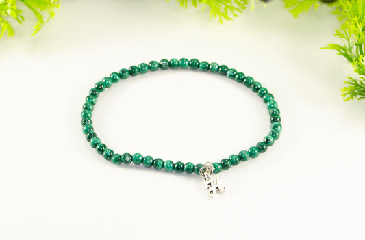 3mm Malachite Bracelet with Initial