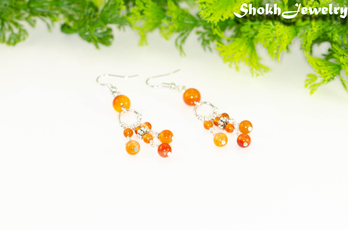 Statement Carnelian Crystal Chandelier Earrings.