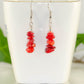 Simple Red Dyed Bamboo Coral Chip Earrings