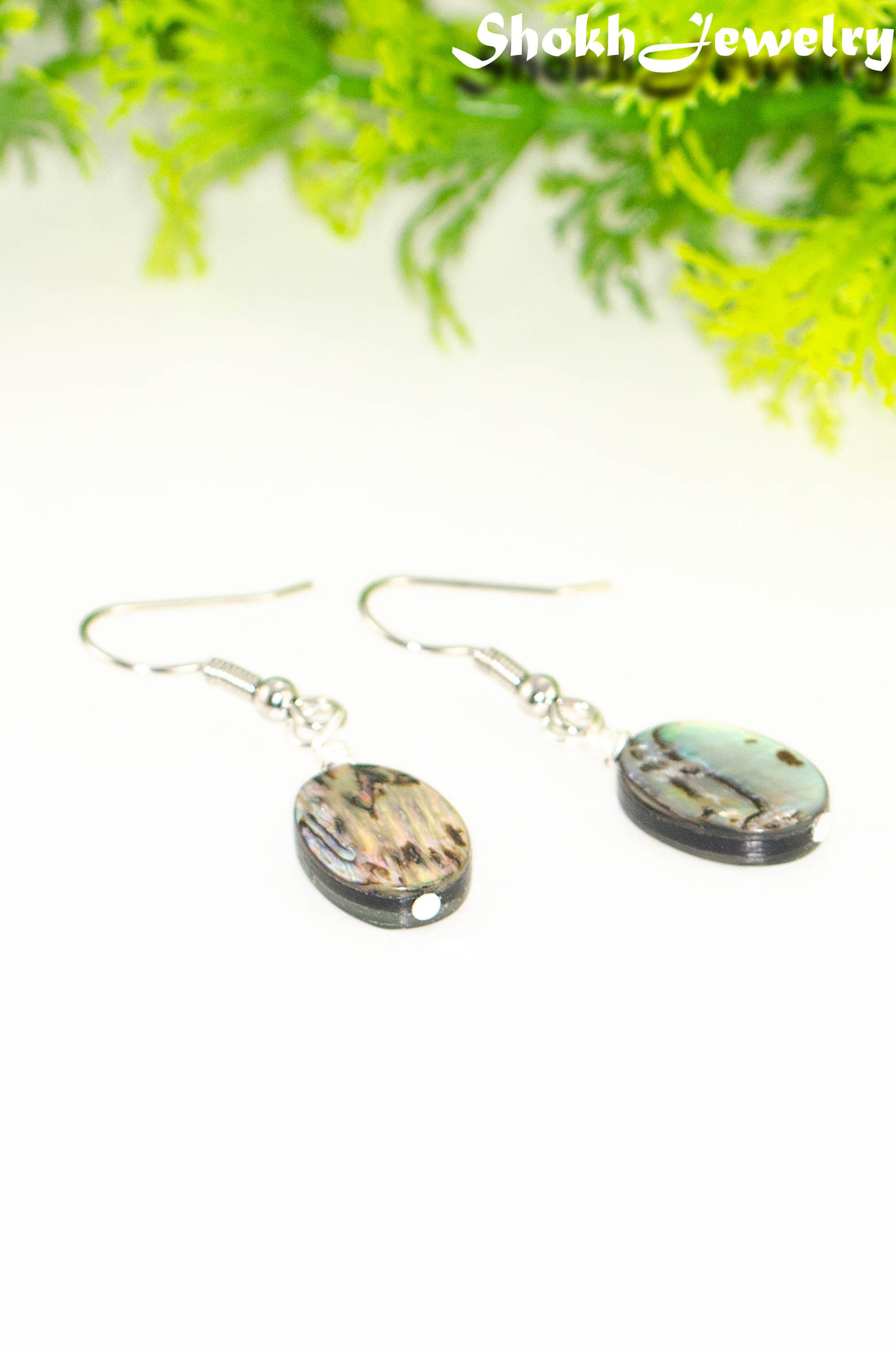 Simple Oval Abalone Shell Earrings.