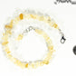 Natural Raw Citrine Crystal Chip Anklet beside a dime