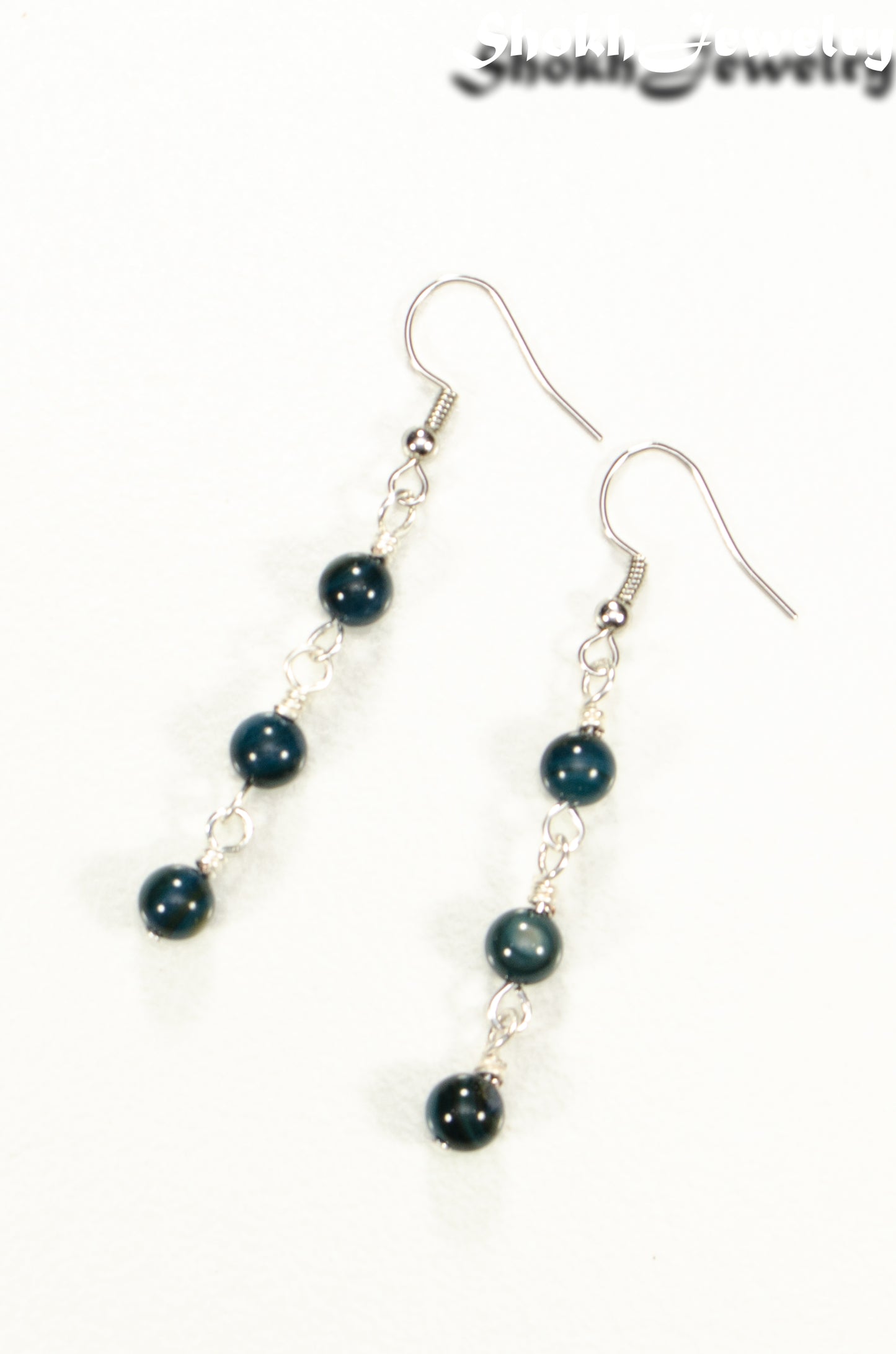 Top view of Dark Blue Natural Seashell Earrings