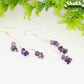 Long Silver Plated Chain and Amethyst Crystal Chip Earrings