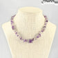 Natural Amethyst Crystal Chip Choker Necklace on a bust