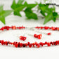 Natural Red Coral Chip Choker Necklace and Earrings Set