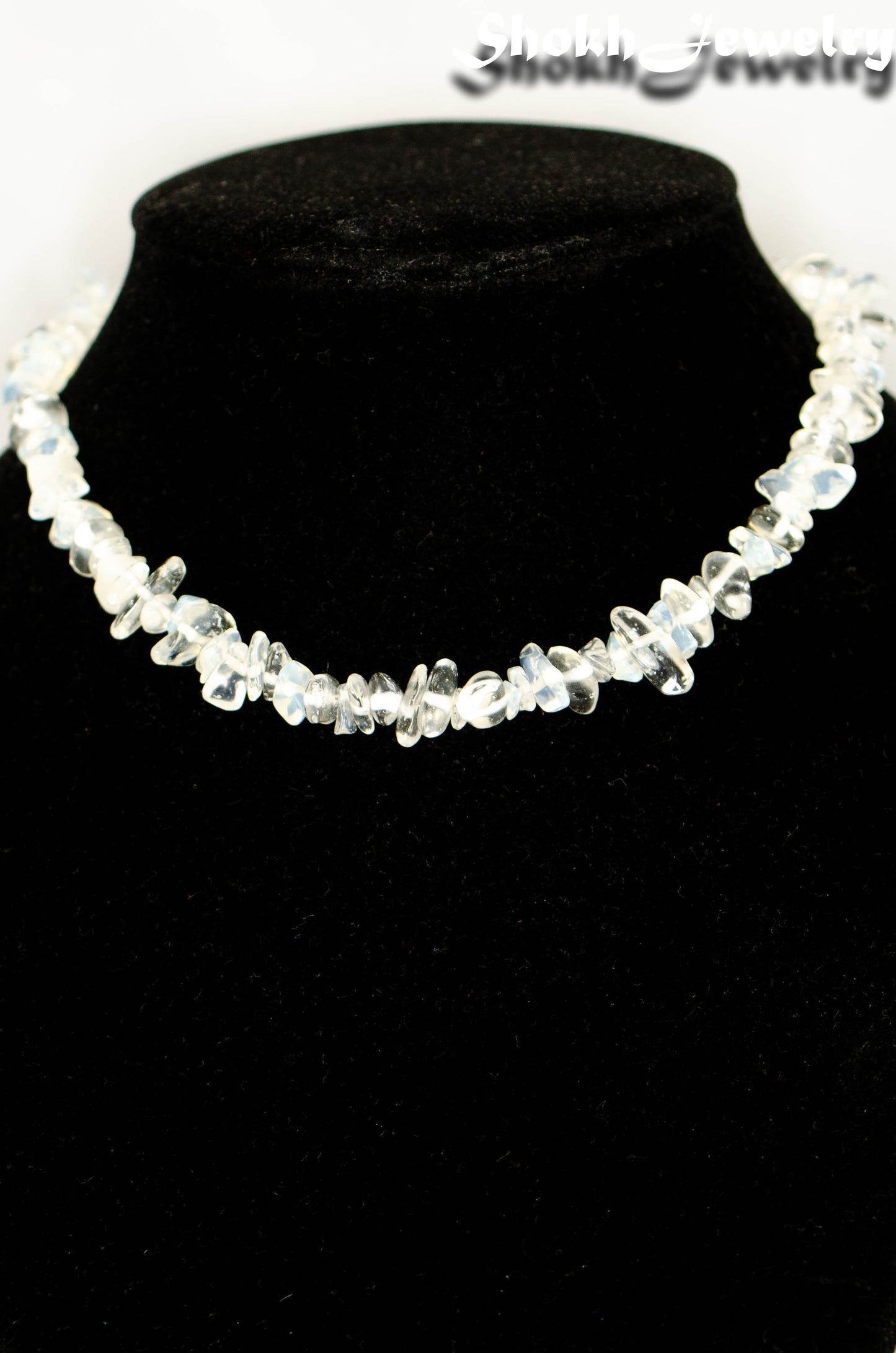 Natural Opal Crystal Chip Choker Necklace on a bust