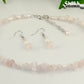 Natural Rose Quartz Chip and Pearl Choker Necklace and Earrings Set