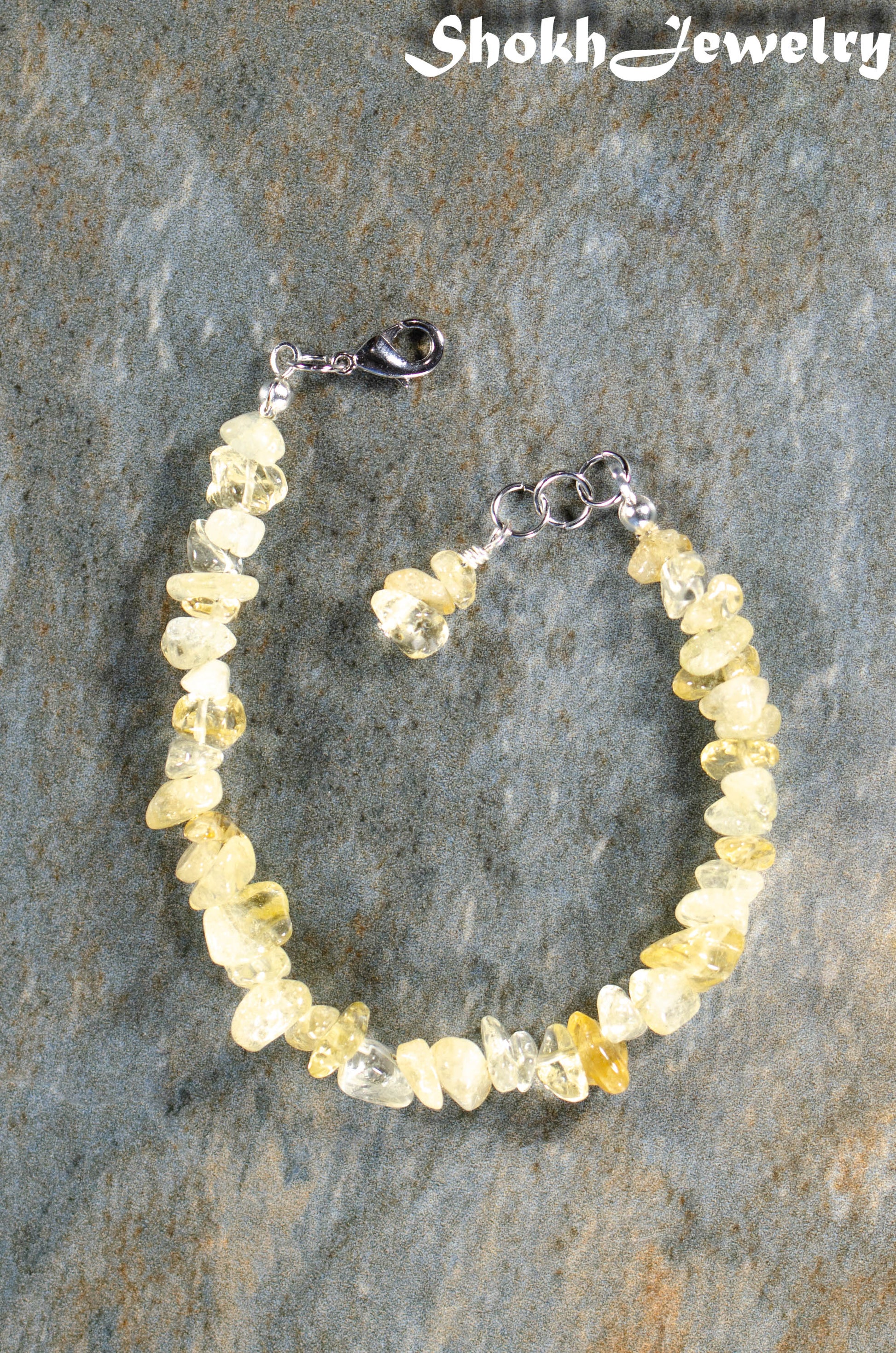 Natural Citrine Crystal Chip Bracelet