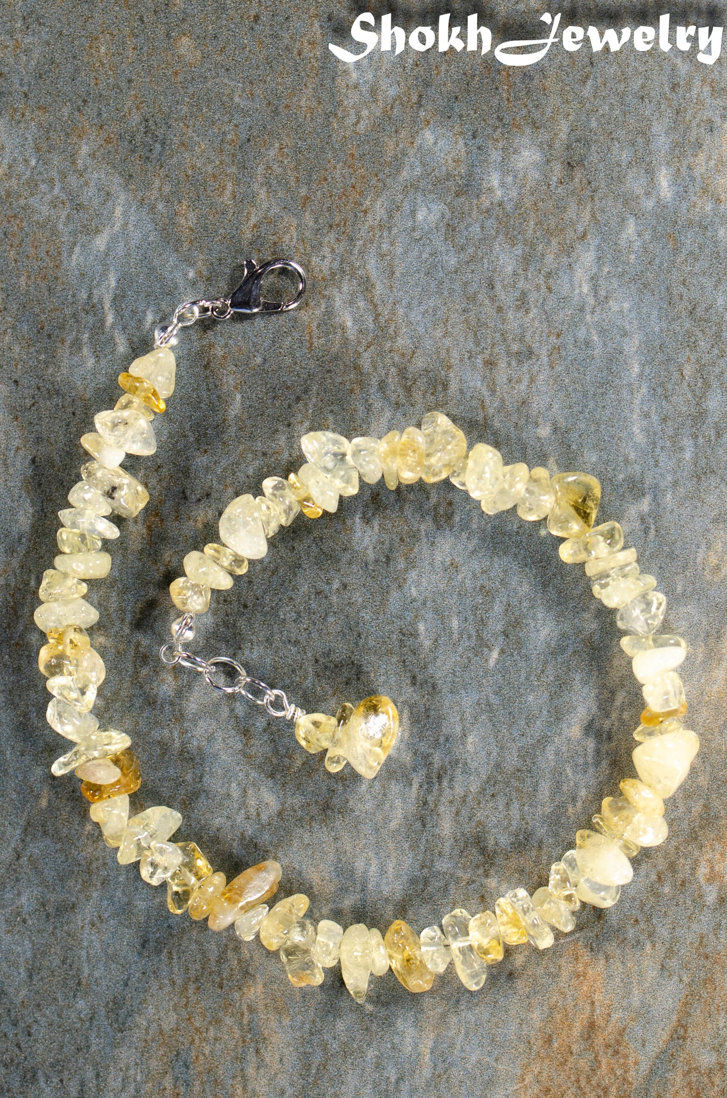 Natural Citrine Crystal Chip Choker Necklace