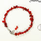 Top view of Natural Red Coral Chip Anklet.