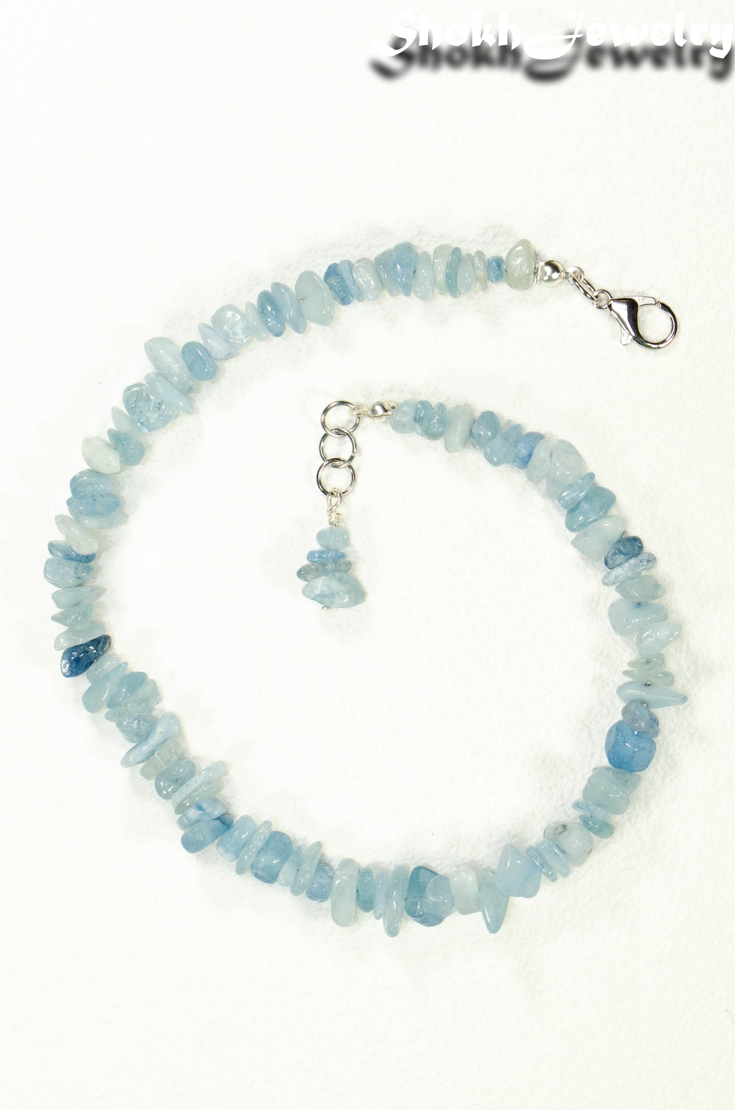 Natural Aquamarine Crystal Chip Choker Necklace