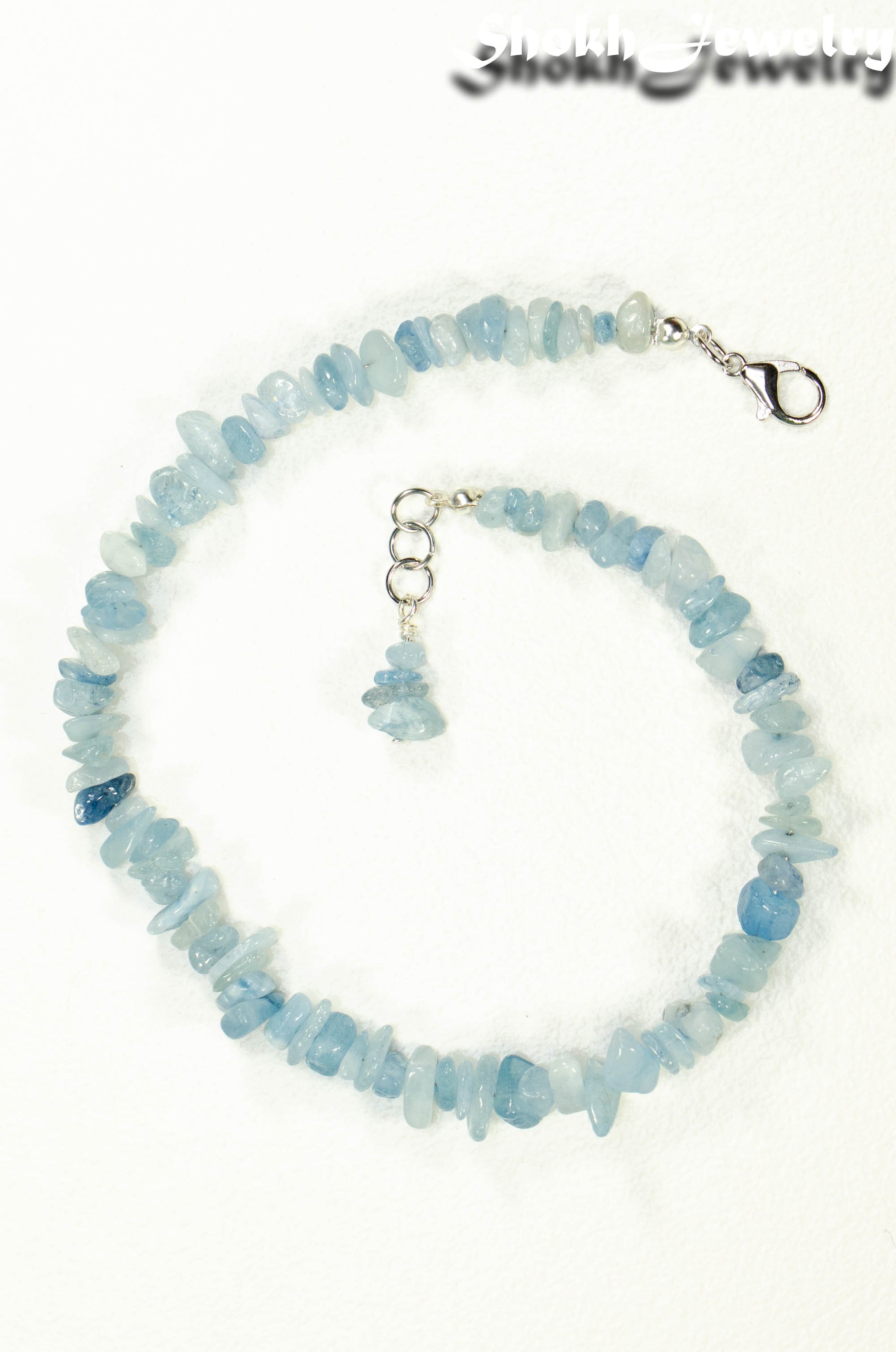 Natural Aquamarine Crystal Chip Choker Necklace