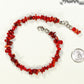Natural Red Coral Chip Anklet beside a dime.