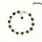 Top view of Handmade Black Freshwater Pearls Link Chain Bracelet