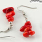 Close up of Simple Red Coral Chip Earrings.