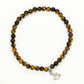 Top view of 4mm Tiger's Eye Bracelet with Initial.