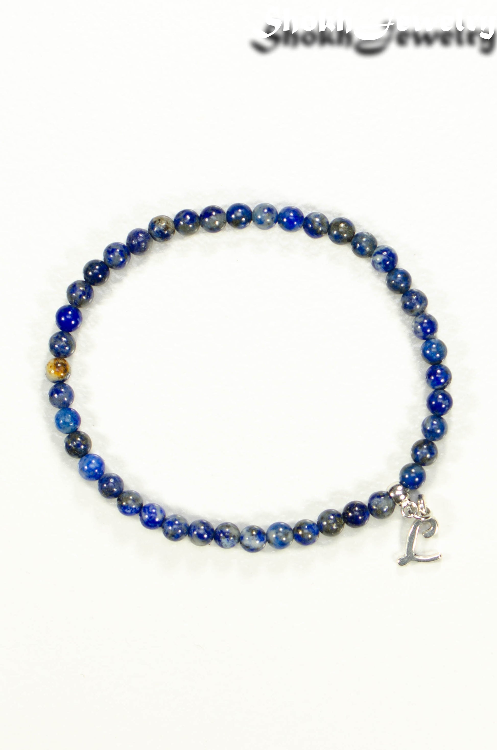 4mm Lapis Lazuli Bracelet with Initial