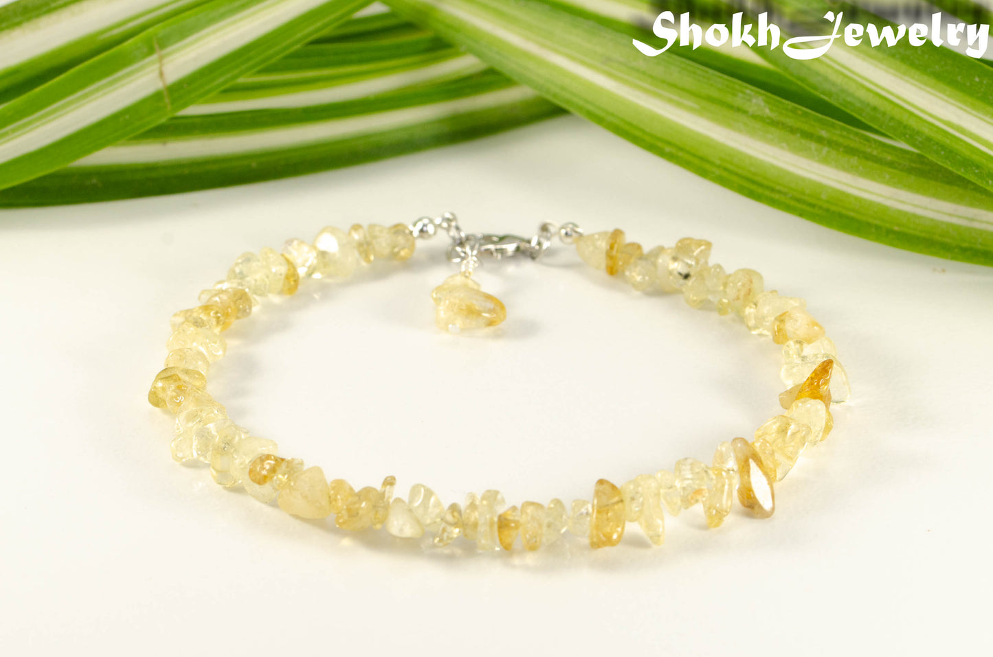 Natural Raw Citrine Crystal Chip Anklet