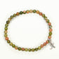 Top view of 4mm Unakite Bracelet with Initial.