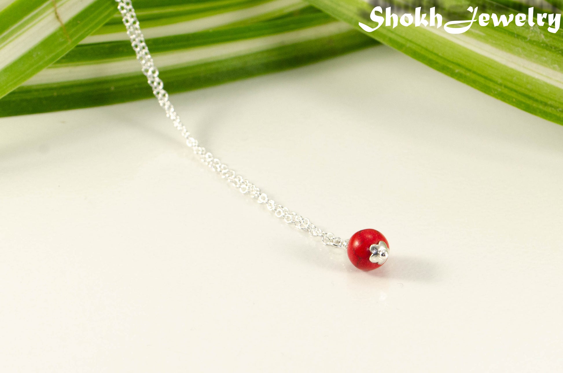 Dainty Red Howlite Choker Necklace