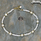 Freshwater Pearl and Seed Bead Anklet beside a dime