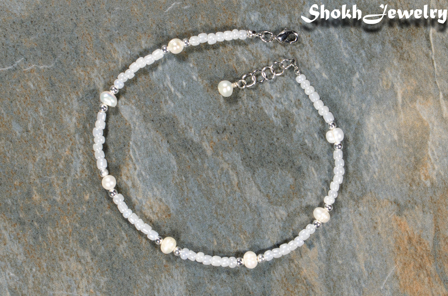 Freshwater Pearl and Seed Bead Anklet