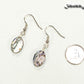 Simple Oval Abalone Shell Earrings beside a dime.