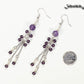 Long Stainless Steel Chain and Amethyst Earrings beside a dime.