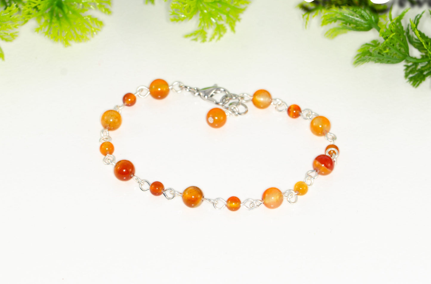 Handmade Carnelian Link Bracelet.