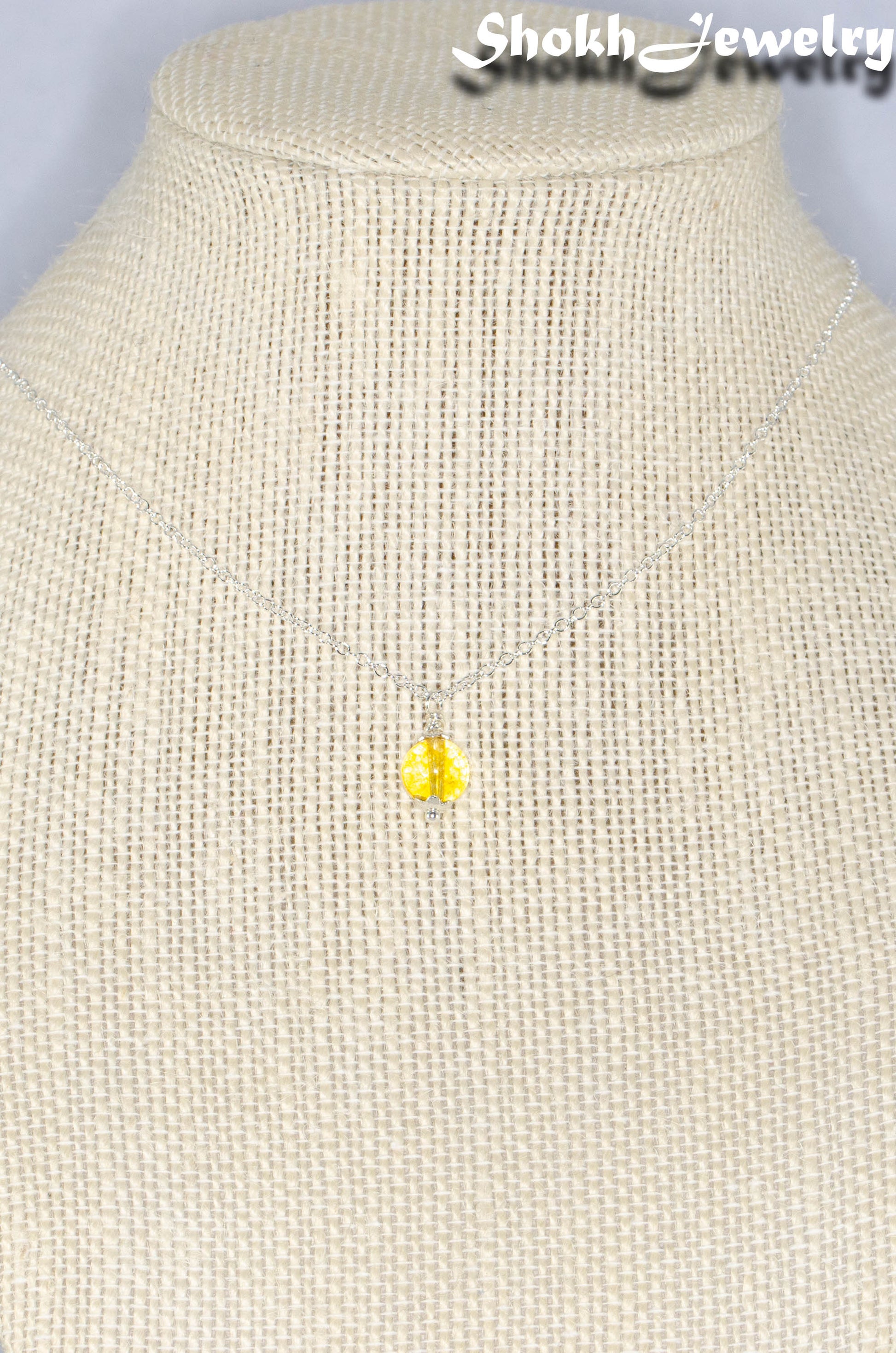 Dainty Citrine Choker Necklace on a bust