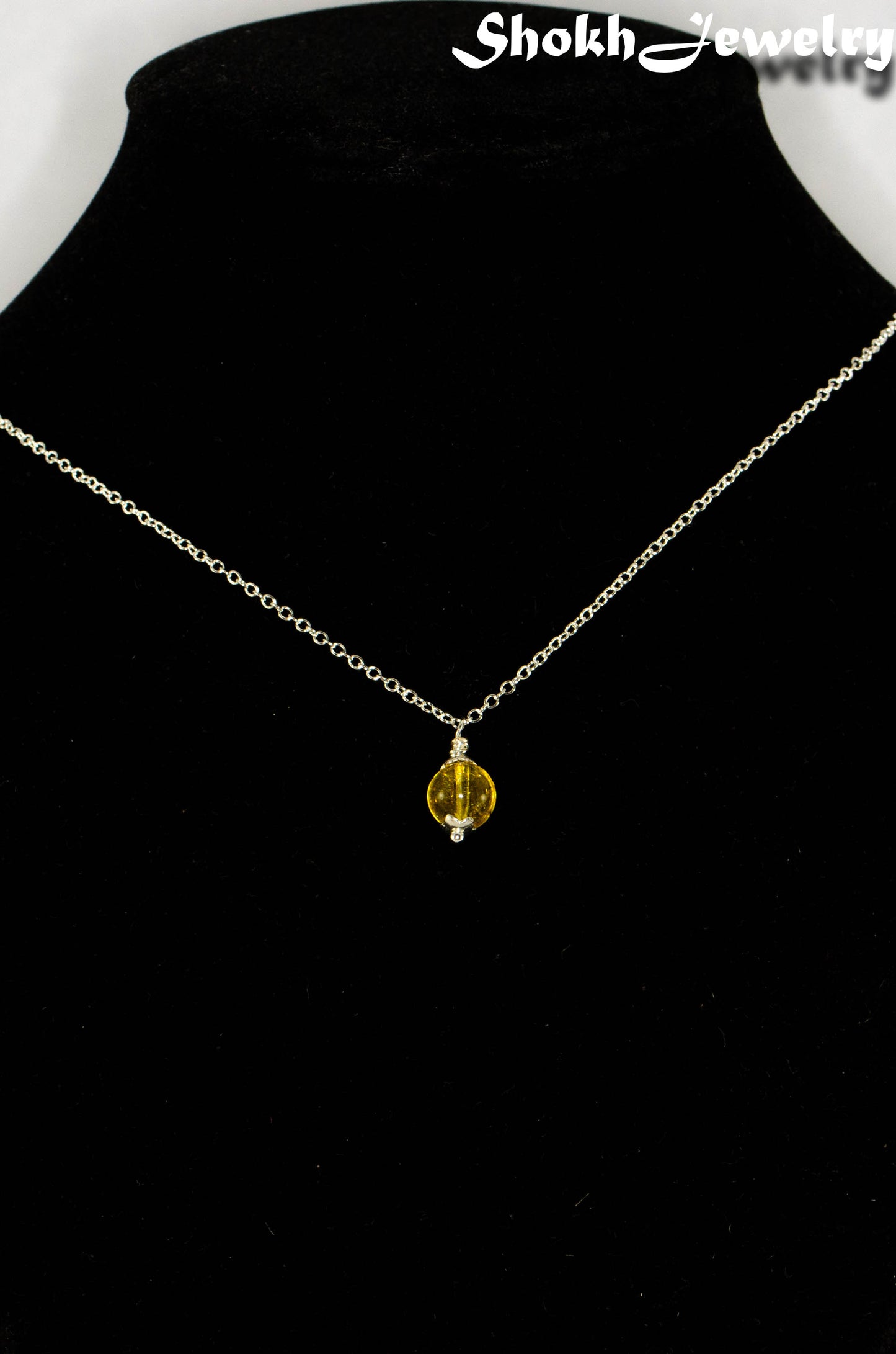 Dainty Citrine Choker Necklace on a bust