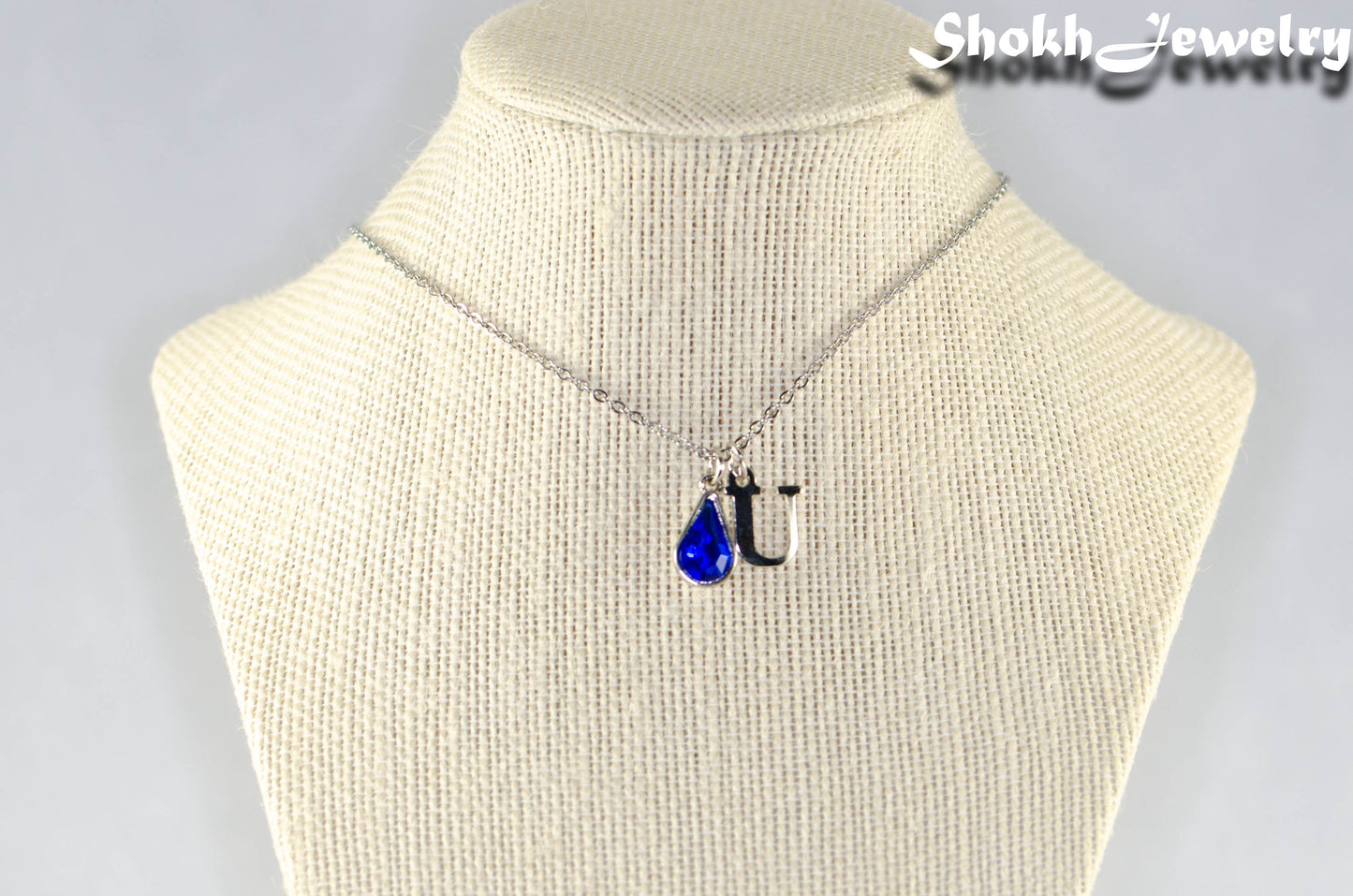 Personalized September Birthstone Choker Necklace on a bust