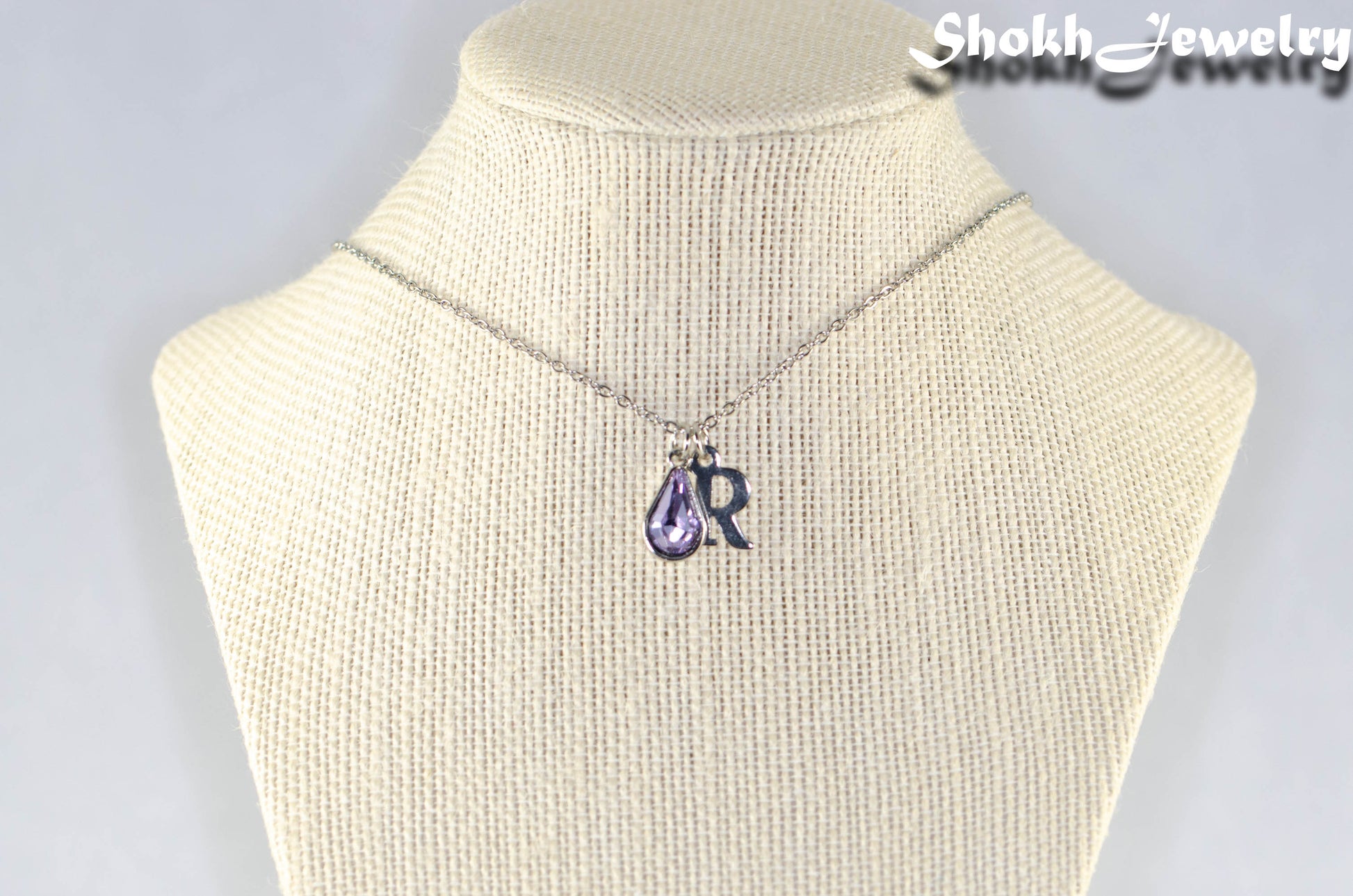 Personalized June Birthstone Choker Necklace on a bust