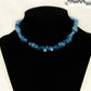 Natural Blue Quartzite Crystal Chip Choker Necklace displayed on a bust