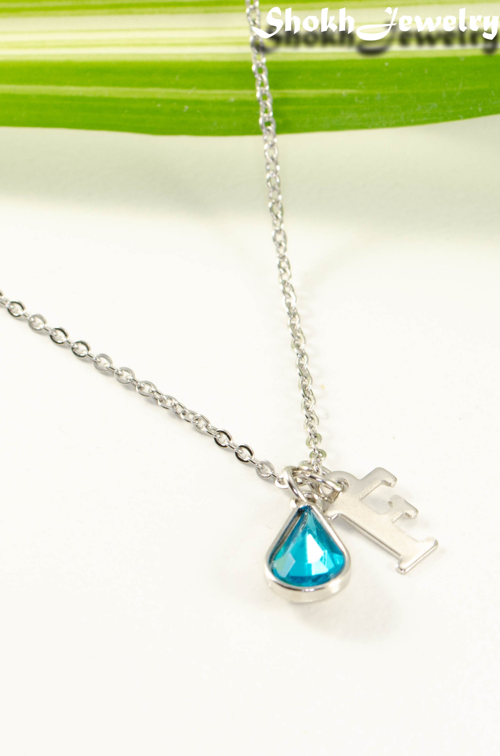 Close up of Personalized March Birthstone Choker Necklace