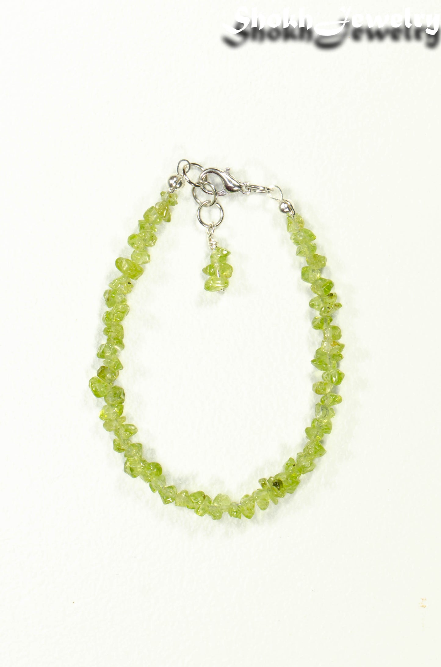 Natural Peridot Crystal Chip Bracelet