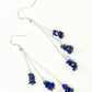 Long Silver Plated Chain and Lapis Lazuli Chip Earrings