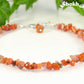Close up of Natural Carnelian Crystal Chip Anklet.