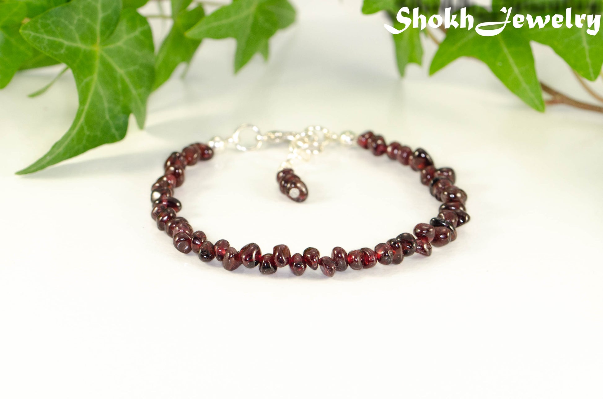 Natural Garnet Crystal Chip Bracelet