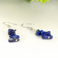 Close up of Simple Lapis Lazuli Crystal Chip Earrings.