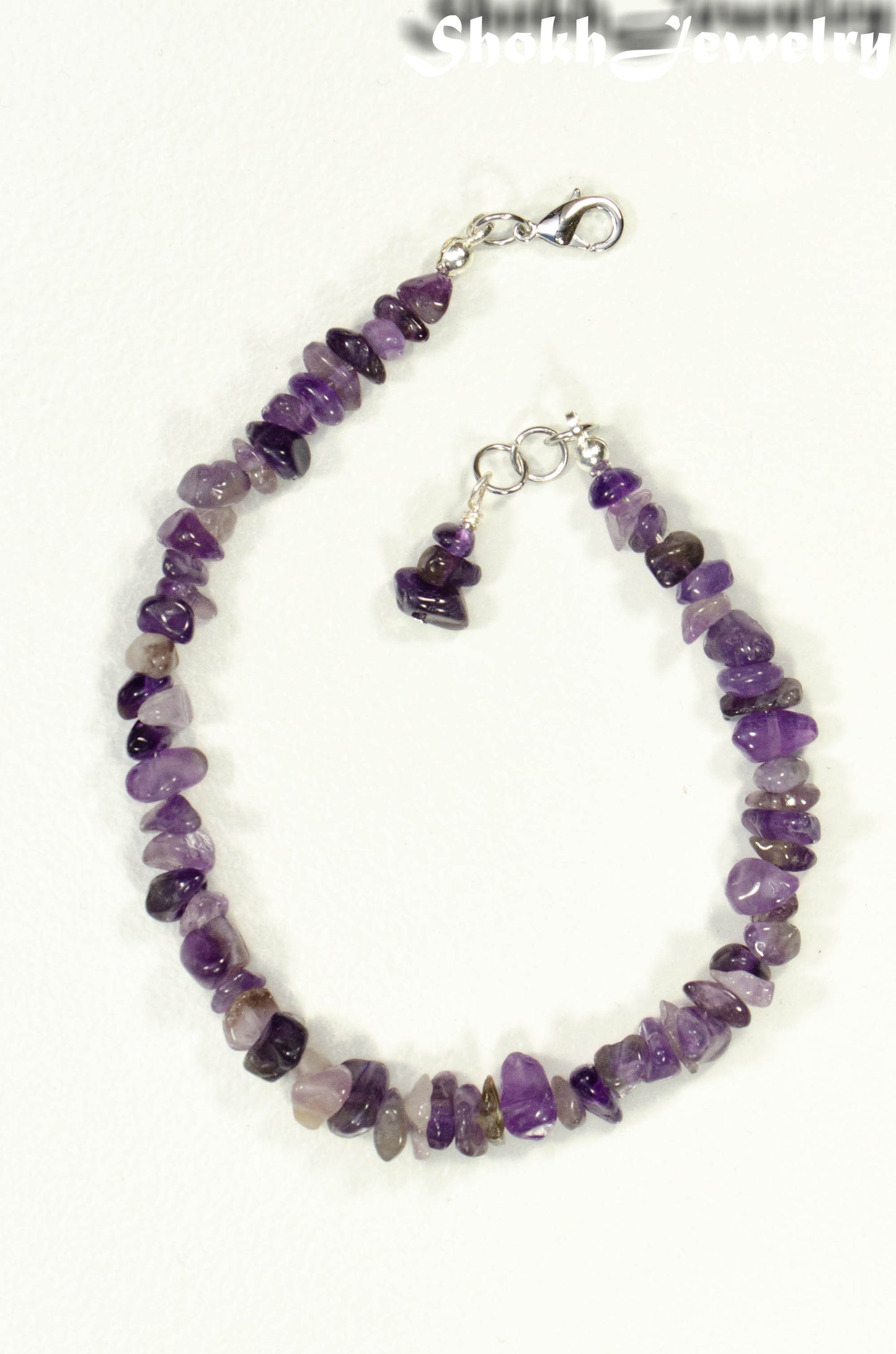 Natural Amethyst Crystal Chip Anklet