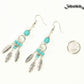 Statement Turquoise Howlite And Feather Earrings beside a dime.