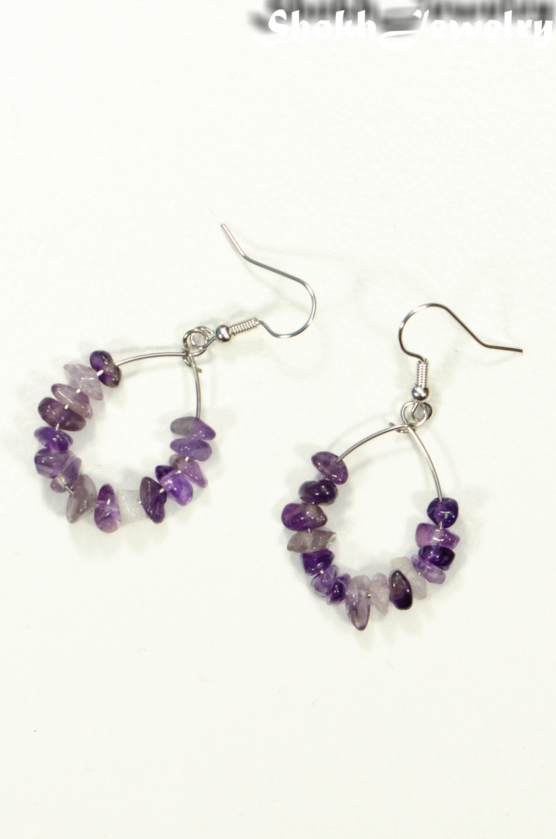 Natural Amethyst Crystal Chip Earrings